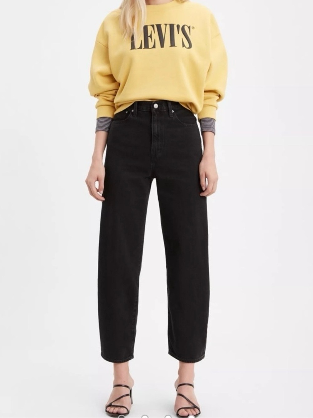 Levis premium black high waist balloon wide leg denim 25